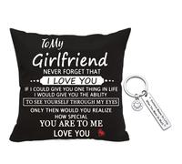 BD-8 Gifts for Girlfriend: Two-Sided Printing Lover Pillow Cover & Couple Keychain - Valentine's Day, Birthday Gifts for Long-Distance Relationships