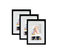 BD ART 3 Pack 6x8 (15x21 cm) Black Picture Frames - Made to Display Pictures 4x6 with Mat or 6x8 without Mat