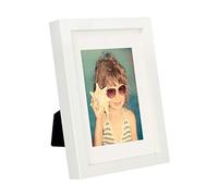 BD ART 5 x 7-Inch Picture Photo Frame with mount for 4 x 6-Inch photo, WHITE
