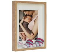 BD ART Box 3D Object Frame 30 x 40 cm Square Oak for Filling, Deeper for Objects, Suvenirs 3 cm, for Wall Hanging or Desktop