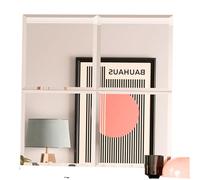 BD ART Faceted Adhesive Mirrors, Pack of 4, 40 x 40 cm, Decorative Wall Mirrors with Facet Cut, Self-Adhesive Mirror Tiles, No Drilling, Full Body Mirror for Door & Cabinet