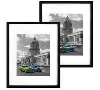 BD ART Frame Set 2 pack 11x14 Black, solid MDF wooden frame, shatterproof plexiglass, for hanging, perfect for photos, collage, bedroom, double pack
