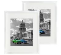 BD ART Frame Set 2 pack 11x14 White, solid MDF wooden frame, shatterproof plexiglass, for hanging, perfect for photos, collage, bedroom, double pack