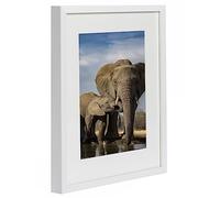 BD ART Picture Frame 12x16'' (30x40 cm) with Mat 8x12'' (21x30 cm - A4), WHITE