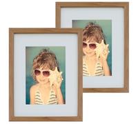 BD ART set of 2 photo frames 8x10, Oak, solid MDF wooden frame, unbreakable plexiglass, for hanging, perfect for photos, collage, bedroom, double pack