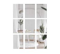 BD ART Set of 9 Glass Rectangular Wall Mounted Mirror Tiles for Bathroom Kitchen Bedroom