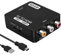 BD&M AV to HDMI Converter, RCA to HDMI, 1080P Mini RCA Composite CVBS Video Audio Converter Adapter Support PAL/NTSC for TV/PC/ PS3/ STB/Xbox VHS/VCR/Blue-Ray DVD Players - Black