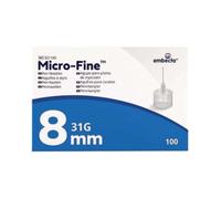 Embecta Micro-Fine Pen Attachments 31G x 8mm - Pack of 100 | Ultra-Thin Wall Technology for Smooth Experience | Compatible with Most Pens | Model No: 321100 | Latex-Free & Sterile Pen Attachments
