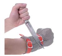 BDAYEK Anti-cut Gloves Metal Cut Resistant Gloves, Chef Butcher Woodworking Stainless Steel Chain, Lengthened Arms(Arm 19cm,1PCS/S)