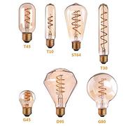 BDAYEK Led bulbs Vintage Edison T10 3W LED Filament Bulb, E27 Base Warm White 2200K, 220-240VAC Decorative Light for Cafe Bar Indoor
