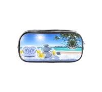 BDAYEK Pencil case Tropical Flower and Zen Stone Clear PVC Pencil Case,Transparent Makeup Bag for School,Office,Travel Gym Accessories Organizer