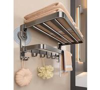 BDAYEK Towel rail Towel shelf Suction Cup Towel Rack, Gray Punch-free Bathroom Towel Holder, Bathroom Shower Room Storage Rack Tower Holder(50cm)