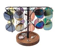 BDBDYEAY Sunglass Organizer, Multiple Glasses Holder Stand for Men and Women, Wood Eyeglass Holder Rack, Metal Sunglasses Organizer Storage for dresser, desk, bedroom, nightstand