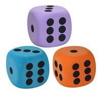 BDBFPAN Pack of 3 6 cm Dice with Rounded Edges, Large Foam Dice, Ideal for Families, Schools and Nurseries, Perfect for Educational Games and Party Games