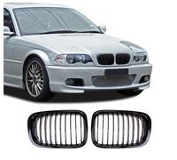 BDBO Front Grille Double Slats Front Grill for BMW E46(1997-2001) 4 door Glossy Black Single Slat