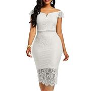 BDCUYAHSKL Lace Dress Small Sexy Pack Hip Dress Party Cocktail Dress White