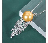 BDDCYWY 14mm Black White Gold Big Pearl Pendant Necklace for Women High Carbon Diamonds Jewelry