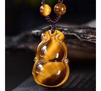 BDDCYWY Feng Shui Necklace Tiger Eye Stone Necklace Wu Lou/Calabash Charm Pendant Necklace Reiki Crystal Quartz Long Necklace Vintage Good Luck Amulet Women Men Adjustable,Rope,Large (Color : Bead