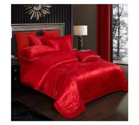 BDDCYWY Four piece bedding set Bed Four Pieces Sateen Damask Jacquard Duvet Cover Luxury Soft Silky Bedding Set with Zipper Quilted Cotton Bedspread Pillowcases (A-Queen size 4Pcs