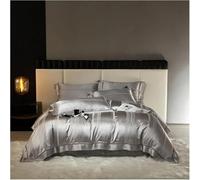 BDDCYWY Four piece bedding set Four Pieces Champagne Gold Luxury Brocade Jacquard 100S Cotton European Bedding Set Silky Satin Duvet Cover Sheet Pillowcase (C-FLAT BED SHEET-KING 4PCS