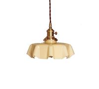 BDDCYWY French Retro Minimalist Style Hanging Ceiling Lamp Fixtures Bedroom Bedside Chandelier Home Decoration Hanging Light Cloud Petal Brass Cream Glass Lighting Fixtures