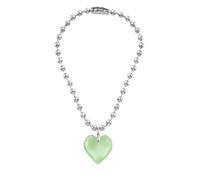 BDDCYWY Girl Products 925 Sterling Silver Necklace For Women, Colorful Big Glass Necklace Aesthetic Jewelry, Heart Necklace, Olivia Necklace, Heart Necklace Red, Gold Red Heart Gifts
