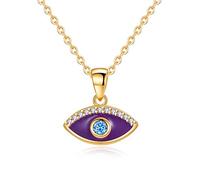 BDDCYWY Girl Products Turkish Evil Eye Necklace 925 Sterling Silver Crystal Lucky Heart Eye Pendant Necklace Choker Lady Charm Jewelry Gifts