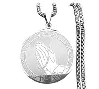 BDDCYWY Jewelry Pray Without Ceasing Rosary Cross Hand Necklace Stainless Steel Silver Color Christian Medal Chain Women Men Jewelry Nzzz544S01 Fashion Trendy Accessories Creative Gift For Women And