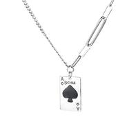 BDDCYWY Korean Spades a Necklace, Female Heavy Work Old Thai Poker Hip-Hop Style Collarbone ChainThai, 45+5cm