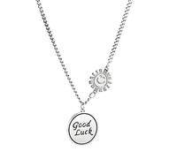 BDDCYWY Korean Style S925 Round Letter Necklace Women's Retro Style Knot Clavicle Chain Hip-Hop Style Sweater Chain Thai, 45+5cm