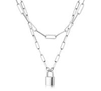 BDDCYWY Layered Chunky Gold Plated Lock Pendant Necklaces Stacks