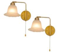 BDDCYWY Light Bedside Wall Sconce Wall Mounted Reading Light with Pull Cord Glass Wall Lamp Indoor Decorative Wall Light Adjustable Swing Arm Wall Light Fixtures for Living Room Loft Kitchen(1 PCS)