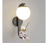 BDDCYWY Light Modern Simple Home Decoration Astronaut Decor LED Wall Sconce Three-Color Dimming Beside Wall Mounted Lamp,Wall Lamps for Bedroom Wall Light Sconces, Dark(White) Light