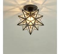 BDDCYWY Modern Creative Ceiling Lamp Star Metal LED Semi Flush Mount Ceiling Lights Contemporary Chandelier for Kitchen,Hallway,Bathroom,Stairwell with E27 Holder Interesting Life(Black)