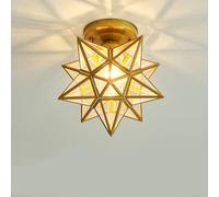BDDCYWY Modern Creative Ceiling Lamp Star Metal LED Semi Flush Mount Ceiling Lights Contemporary Chandelier for Kitchen,Hallway,Bathroom,Stairwell with E27 Holder Interesting Life(Gold)