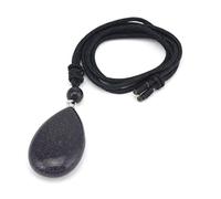 BDDCYWY Natural Crystal Quartz Necklace Lapis Lazuli Black Agates Amethysts Waterdrop Stone Pendant Rope Necklace,Synthetic MalachiteA