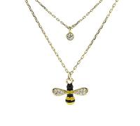 BDDCYWY Necklaces,925 Simple Cartoon Little Bee Crystal Double Necklace Women Light Birthday Party Jewelry Gift/