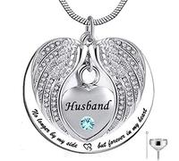 BDDCYWY No Longer by My Side, but Forever in My Heart Stainless Steel Memorial Cremation Urn Pendants Necklace for Ashes - Husband