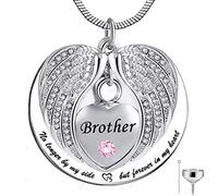 BDDCYWY No Longer by My Side, but Forever in My Heart Stainless Steel Memorial Cremation Urn Pendants Necklace for Ashes - brother