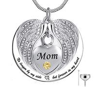 BDDCYWY No Longer by My Side, but Forever in My Heart Stainless Steel Memorial Cremation Urn Pendants Necklace for Ashes -MOM
