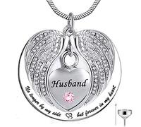 BDDCYWY No Longer by My Side, but Forever in My Heart Stainless Steel Memorial Cremation Urn Pendants Necklace for Ashes - Husband