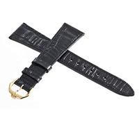 BDDCYWY Raymond Weil 20mm Black Leather Watch Band Strap with Gold-tone Stainless Steel Buckle