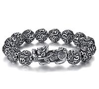 BDDCYWY S925 Sterling Silver Men's and Women's Brave Troops Bracelets Bracelets, Chinese Style Domineering Personality Hipster Retro Gift Boyfriend Dad Gift Memorabilia.