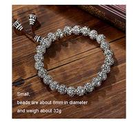 BDDCYWY S999 Full Silver Six-character Mantra Bracelet for Men and Women, Round Beads, Beads, Chinese Style Domineering Retro Gift Boyfriend Dad Gift Souvenir.