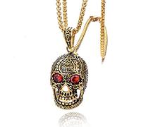 BDDCYWY Stainless Steel Chain, Cubic Zirconia Necklaces Skull Shape and Lobster Claw Clasp Birthday Necklace for Men