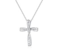 BDDCYWY Sterling Silver Cross Necklace for Women, Necklaces Cubic Zirconia Infinity Loop Pendant Necklace, Silver,