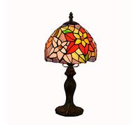 BDDCYWY Table lamp pastoral red chrysanthemum lamp creative stained glass bar living room restaurant bedside bedside table lamp