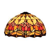 BDDCYWY Tulip Rose Grape Baroque Sunflower Lily Stained Glass Lamp Shade Replacement for Table Ceiling Pendant Light Colourful Lampshade Only W12 X H7 Red