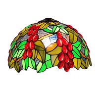 BDDCYWY Tulip Rose Grape Baroque Sunflower Lily Stained Glass Lamp Shade Replacement for Table Ceiling Pendant Light Colourful Lampshade Only W12 X H7 Red