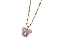 BDDCYWY women's jewelry New 2025 Stainless Steel Big Zircon Cartoon Mouse Head Necklaces For Women Hers Cute Crystal Accessories Gifts For Friends Fans With For You jewlery